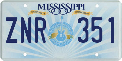 MS license plate ZNR351