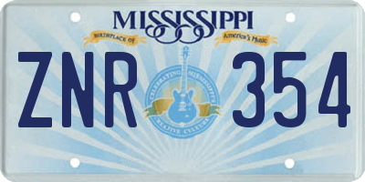 MS license plate ZNR354