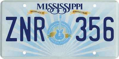 MS license plate ZNR356