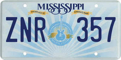 MS license plate ZNR357