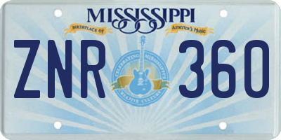 MS license plate ZNR360