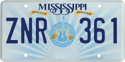 MS license plate ZNR361