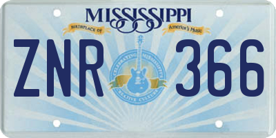 MS license plate ZNR366