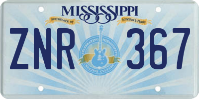 MS license plate ZNR367