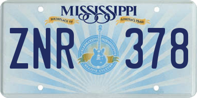 MS license plate ZNR378