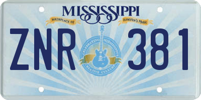 MS license plate ZNR381
