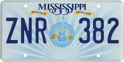MS license plate ZNR382