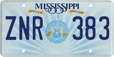 MS license plate ZNR383