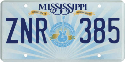 MS license plate ZNR385