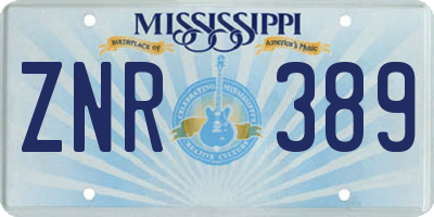 MS license plate ZNR389