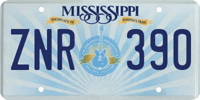 MS license plate ZNR390