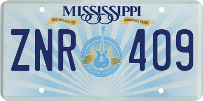 MS license plate ZNR409