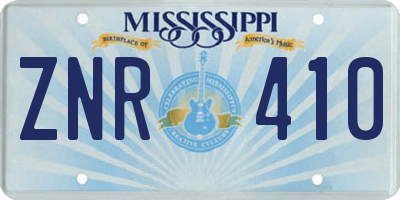 MS license plate ZNR410