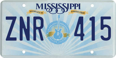 MS license plate ZNR415
