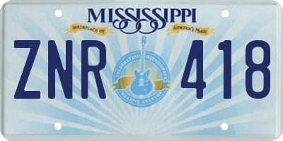 MS license plate ZNR418