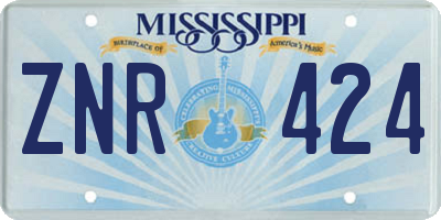 MS license plate ZNR424