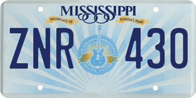 MS license plate ZNR430