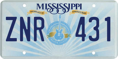 MS license plate ZNR431