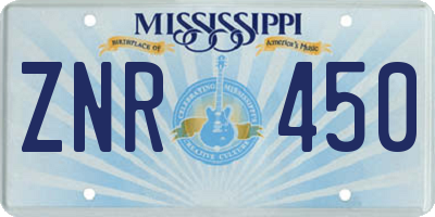 MS license plate ZNR450
