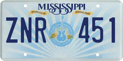 MS license plate ZNR451