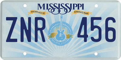 MS license plate ZNR456