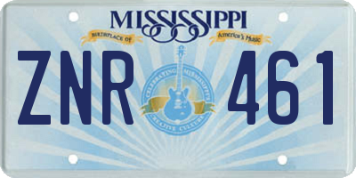 MS license plate ZNR461