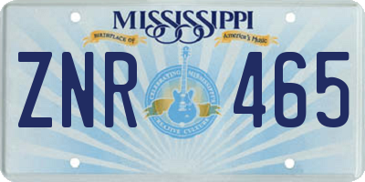 MS license plate ZNR465