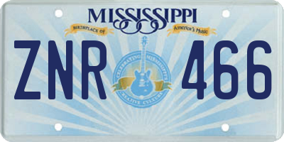 MS license plate ZNR466