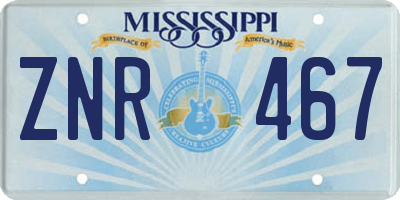 MS license plate ZNR467