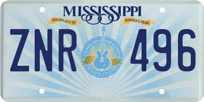 MS license plate ZNR496