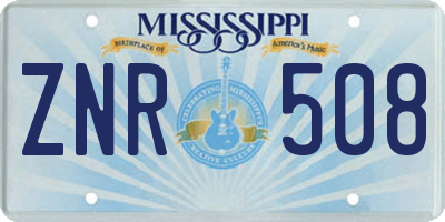 MS license plate ZNR508