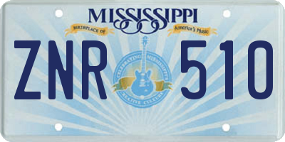 MS license plate ZNR510