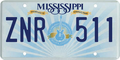 MS license plate ZNR511