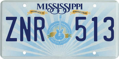 MS license plate ZNR513