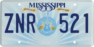 MS license plate ZNR521