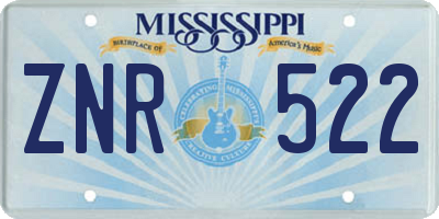 MS license plate ZNR522