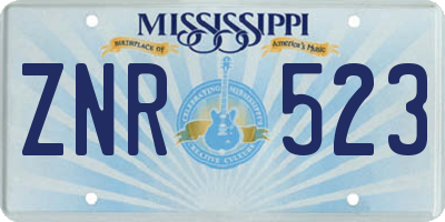 MS license plate ZNR523