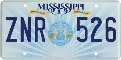 MS license plate ZNR526