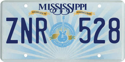 MS license plate ZNR528