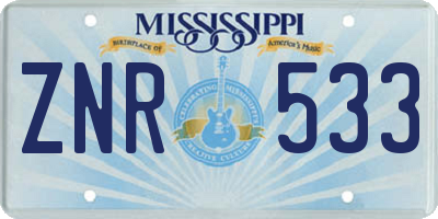MS license plate ZNR533
