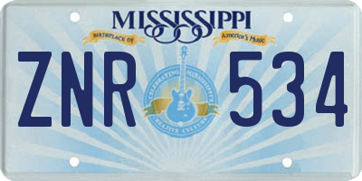 MS license plate ZNR534