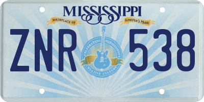 MS license plate ZNR538