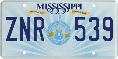 MS license plate ZNR539