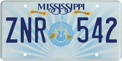 MS license plate ZNR542