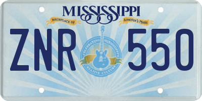 MS license plate ZNR550