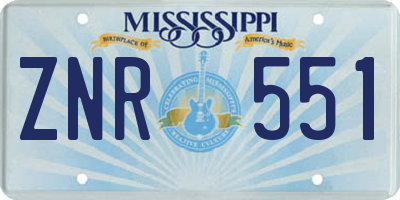 MS license plate ZNR551