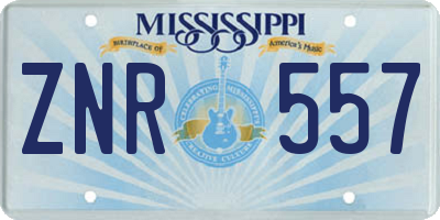 MS license plate ZNR557