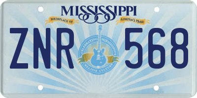 MS license plate ZNR568
