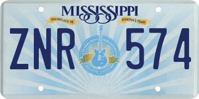 MS license plate ZNR574