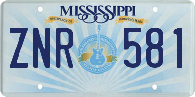 MS license plate ZNR581